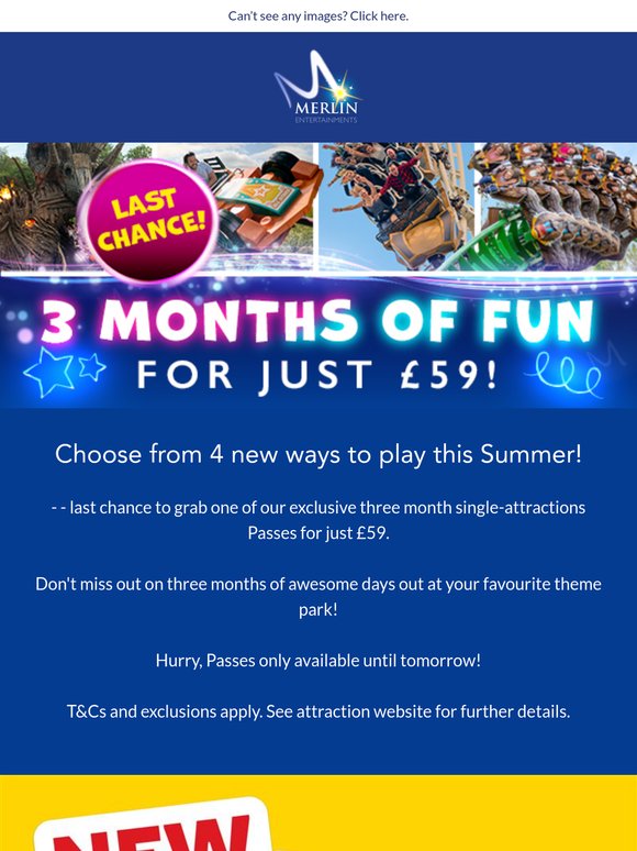Last Chance: 3 Months of Theme Park Fun for £59!