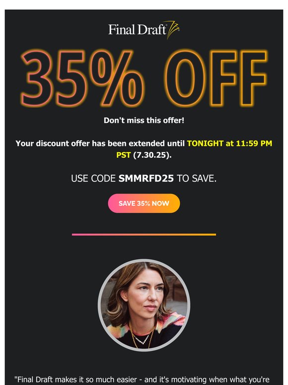 Ends Tonight! Lowest price on Final Draft