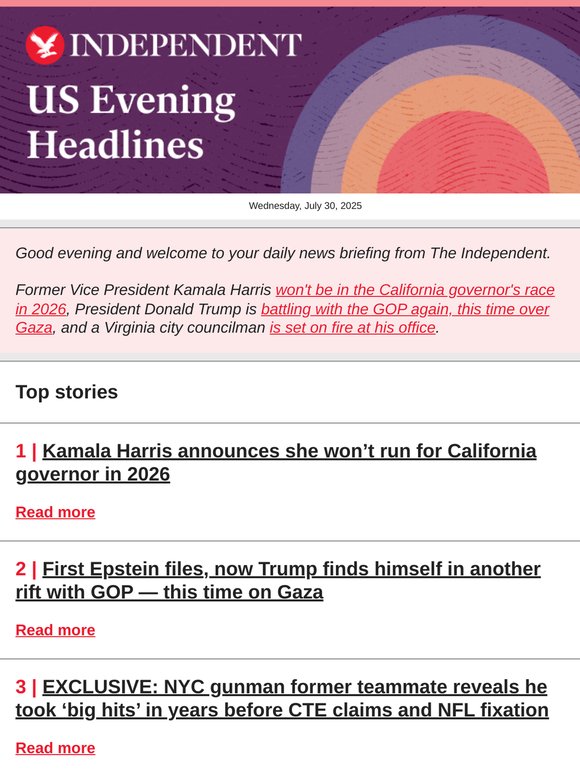 Kamala Harris announces she won’t run for California governor in 2026