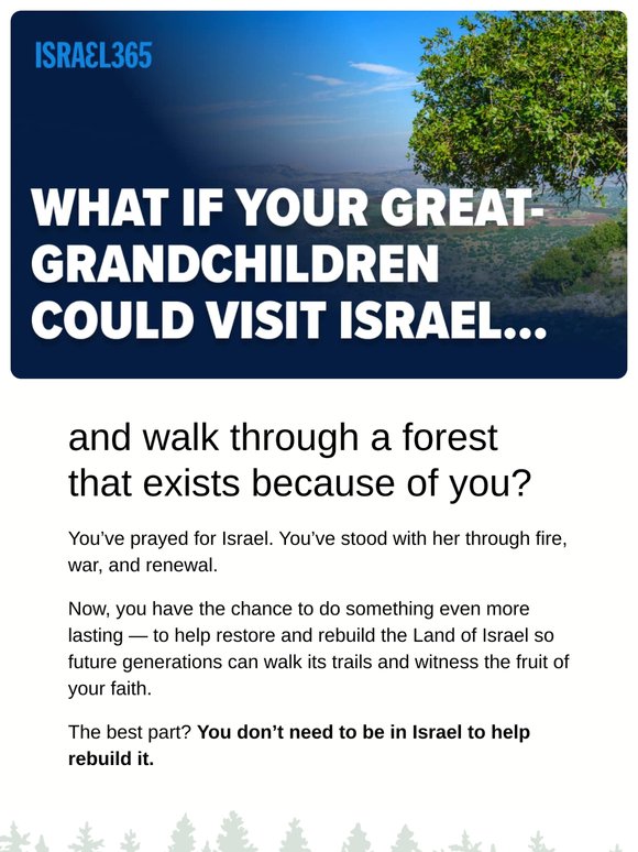 Leave more than memories—plant a legacy in the Land of the Bible