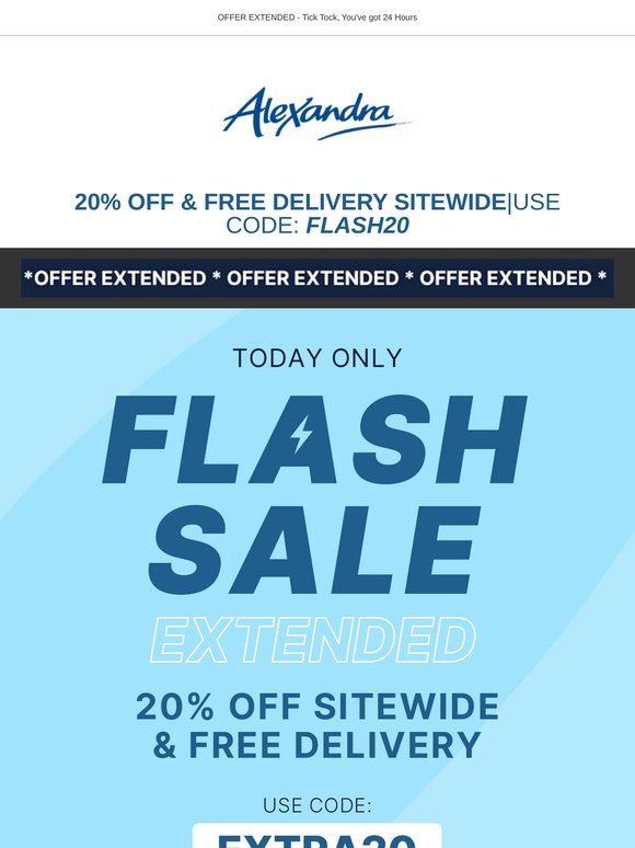 🚨 20% Off & FREE Delivery EXTENDED For 24 HOURS | Shop & Save Now 🛒