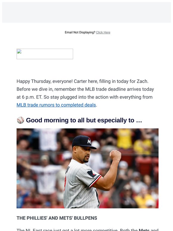 Phillies, Mets bolster bullpens ahead of MLB trade deadline | Dolphins defense in flux with Kader Kohou injury