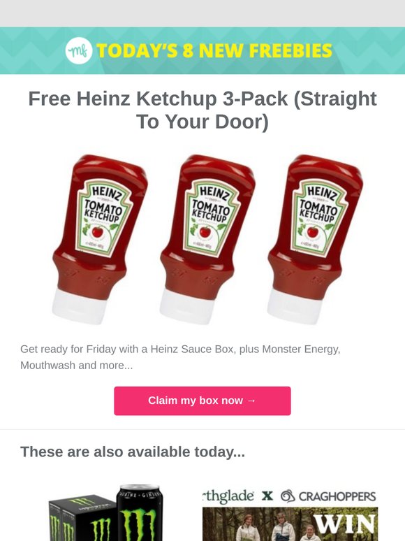 Free Heinz Ketchup 3-Pack (Straight To Your Door)