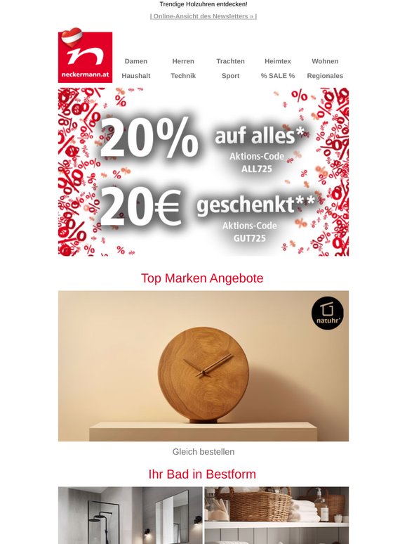 Letzte Chance: 20% auf alles oder 20€ Bonus einlösen!