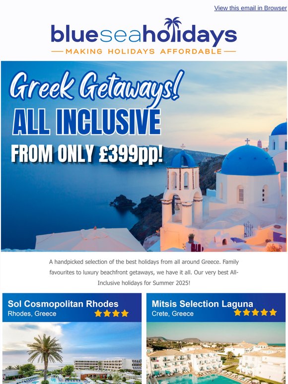 ☀️ Greek Island Bliss – All-Inclusive Deals from £399pp! 😍