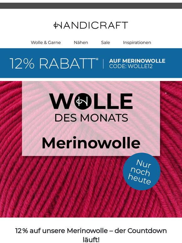 📣 Nur noch heute: 12% auf unsere Merinowolle