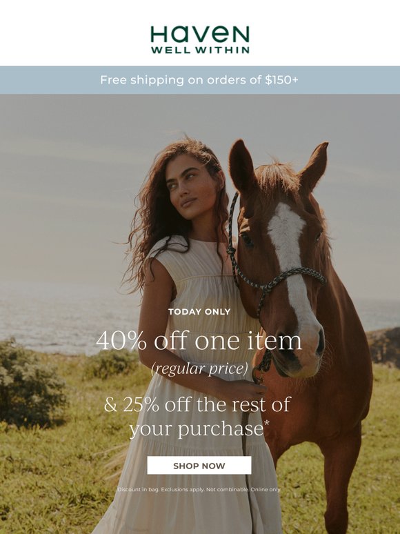 TODAY ONLY: 40% Off One Regular-Priced Item!