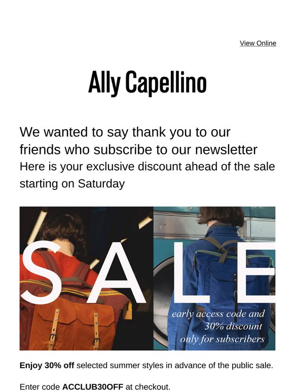30% off thank you for subscribers