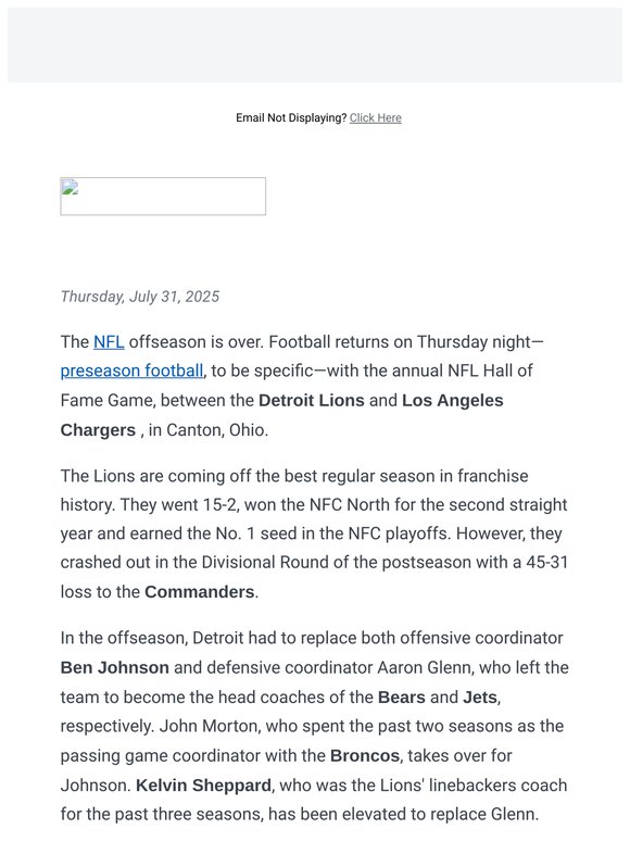 What to watch Thursday night: NFL returns with Hall of Fame Game, MLB + more best bets