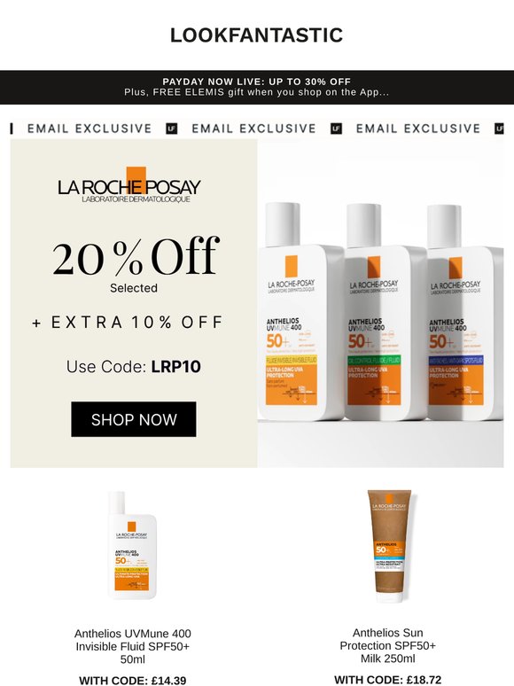 La Roche Posay: 20% Off + Extra 10%