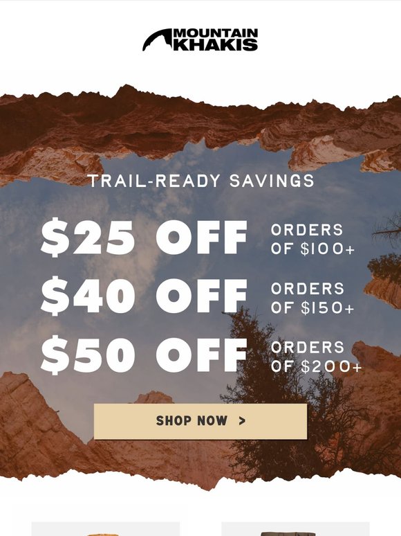 Trail-Ready Savings—Up to $50 Off Sitewide