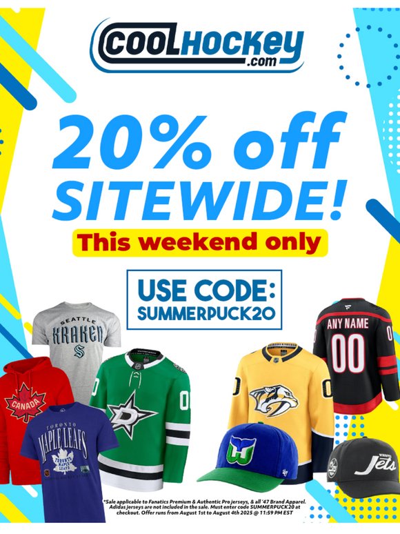 Take 20% OFF Site Wide THIS WEEKEND ONLY! 🤑 🏒