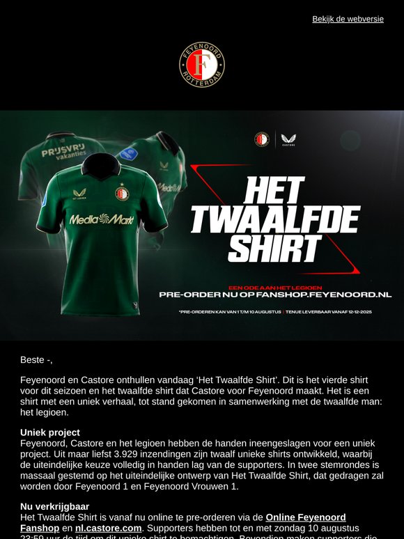 —, pre-order nu Het Twaalfde Shirt!