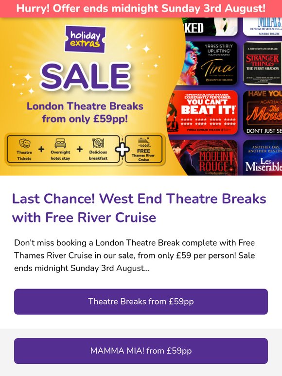 Theatre Breaks Sale | Last chance to book!
