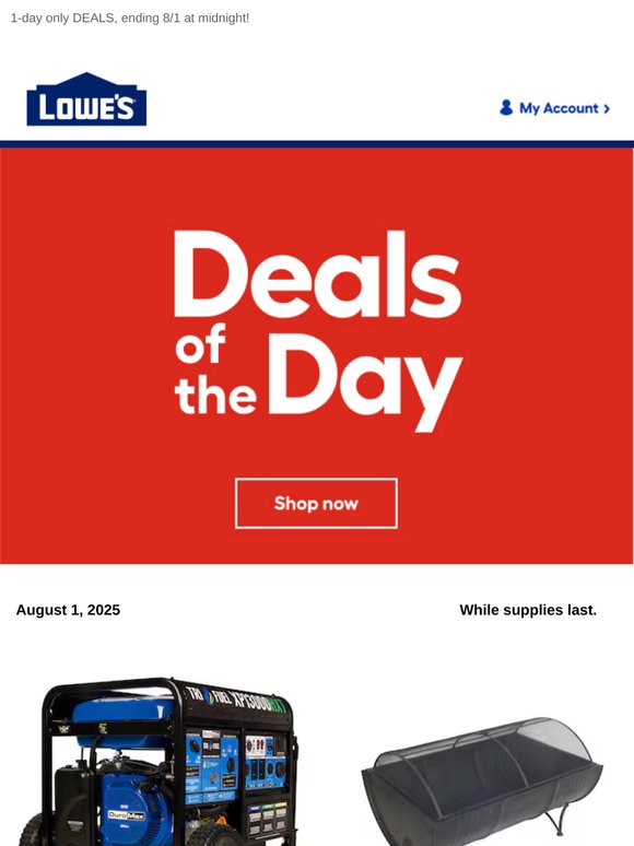 LIMITED TIME deals, just for today.