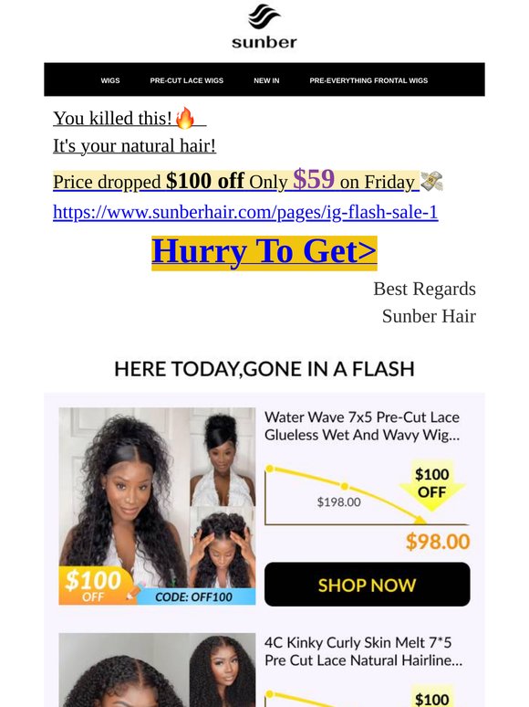 Don't let this opportunity pass you by. All wigs $100 off