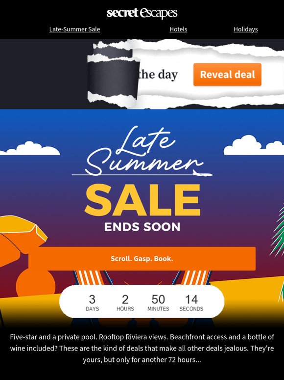 Booking fast: Sale ends in 72 hrs