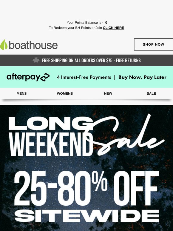 Long Weekend SALE Starts Now 😎 Sitewide Savings Inside