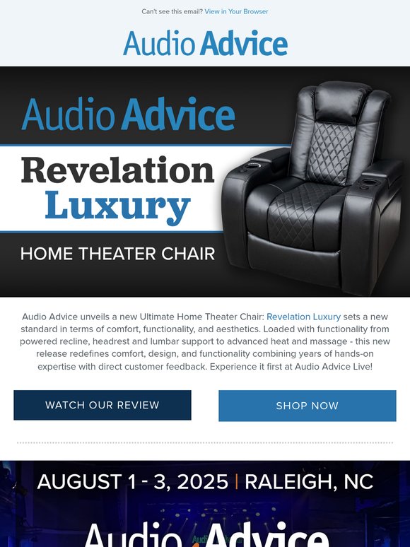 ‼️ Revelation Luxury: Audio Advice unveils a new Ultimate Home Theater Chair