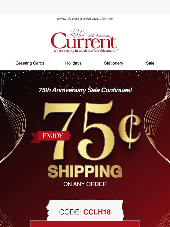 Anniversary celebration: 75¢ shipping til 8/4