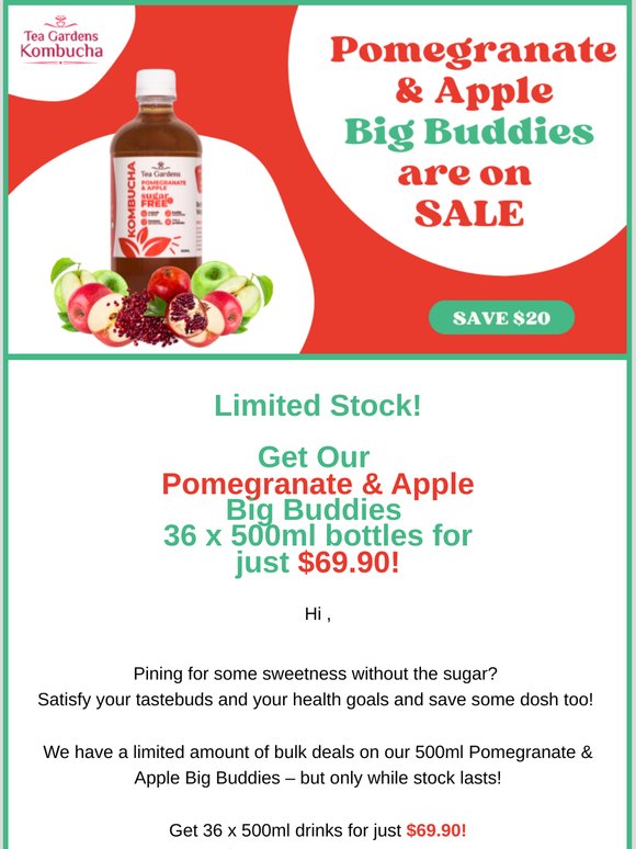 Pomegranate & Apple Big Buddies are on SALE🍹