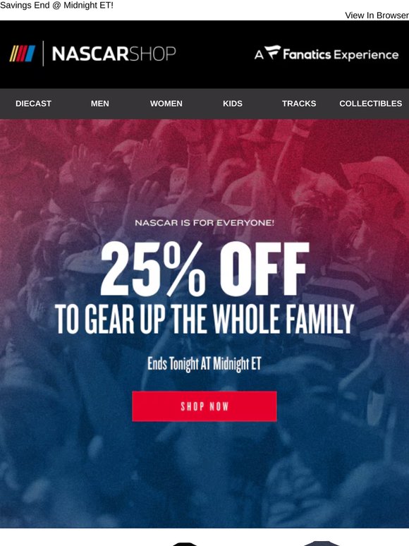 25% Off NASCAR Looks for the Whole Fam->
