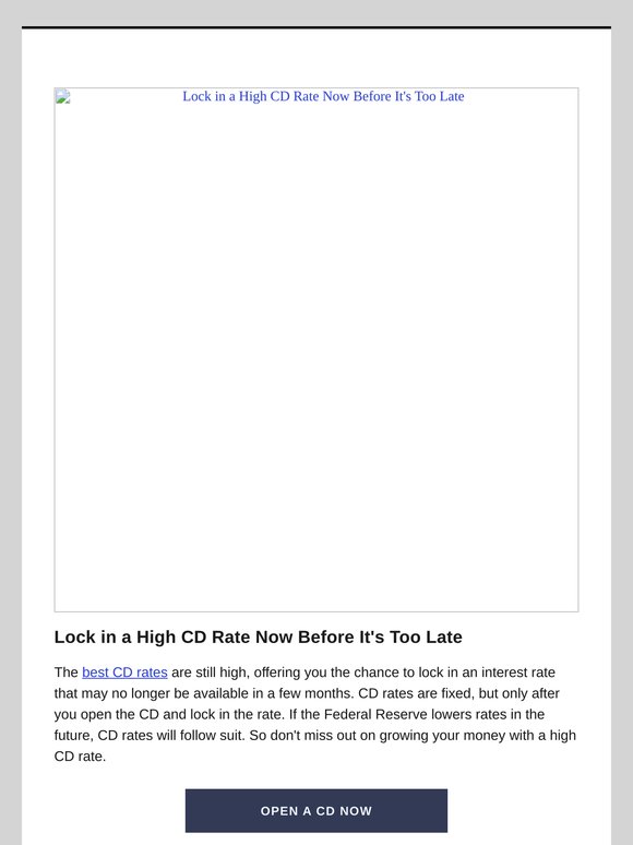 CD Rates Are Still High—Act Now Before They Drop
