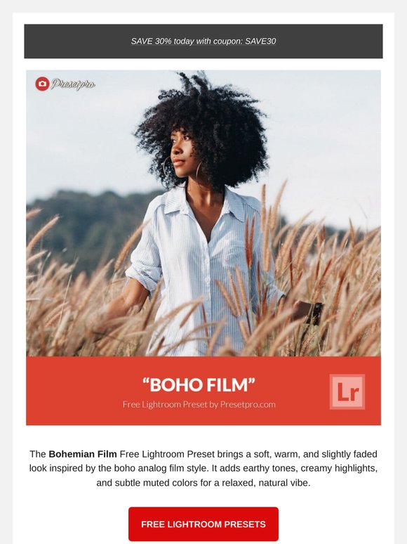 FREE Lightroom Presets "Bohemian Film"