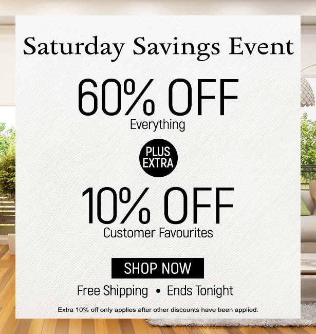 Get 60% OFF everything + EXTRA 10% OFF our most popular blinds. Ends at midnight. Free shipping. Perfect Fit Guarantee. Free samples.