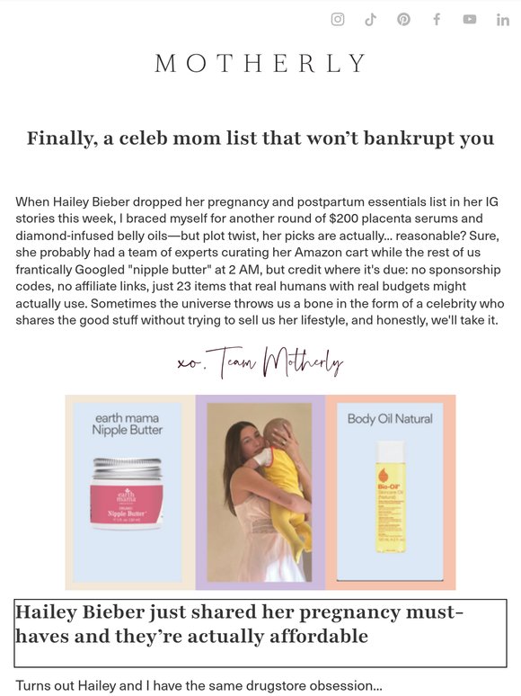 Hailey Bieber shared her pregnancy essentials (and they're shockingly normal)