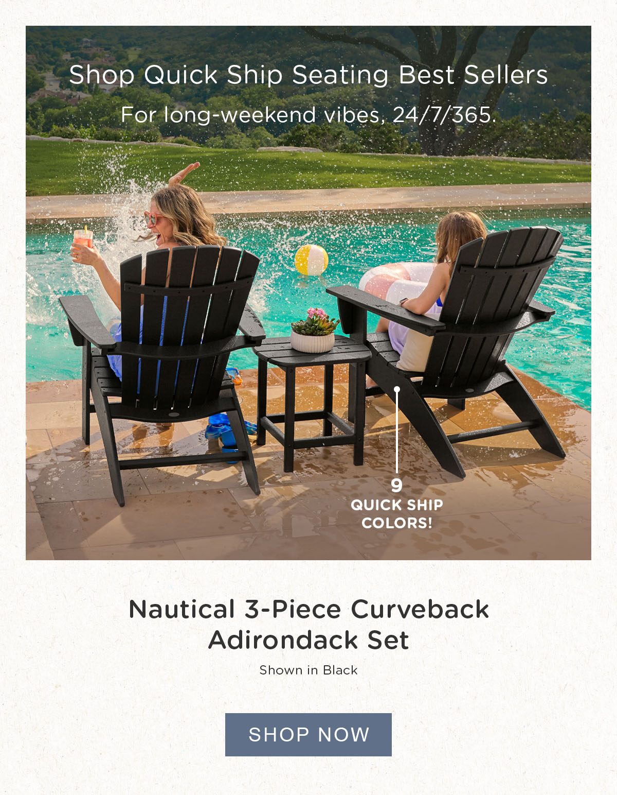 Shop Nautical 3-Piece Curveback Adirondack Set