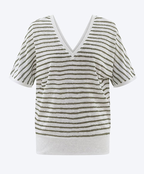 Oversized Marble Stripe V-Neck Top