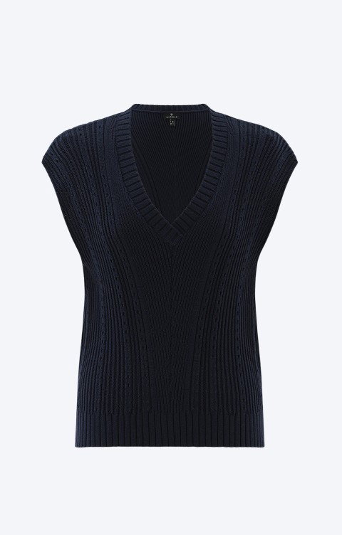Marble Pointelle V-Neck Top