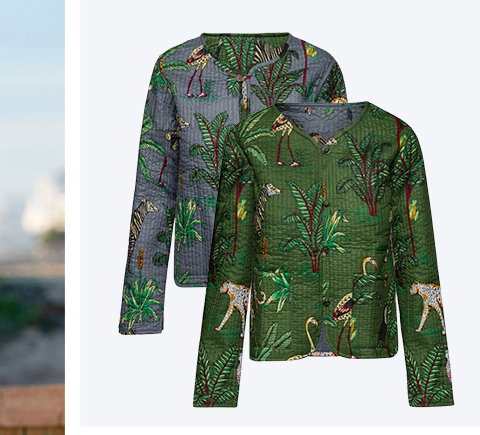 PURE COTTON REVERSIBLE PRINT QUILTED JACKET
