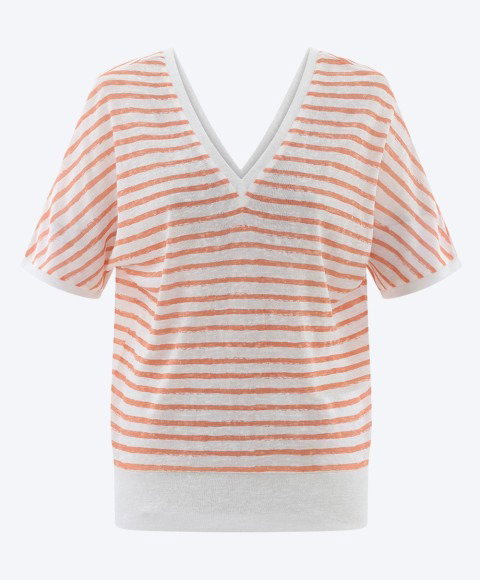 Oversized Marble Stripe V-Neck Top