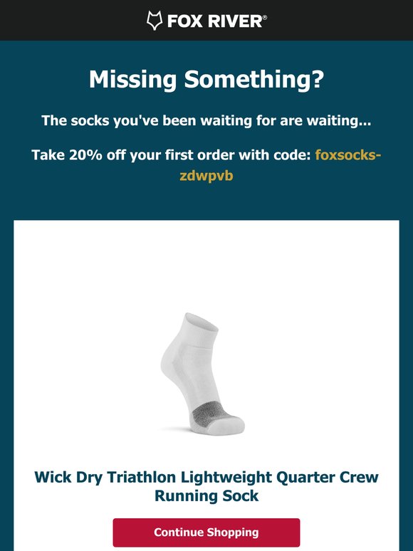 Just a step away—Wick Dry Triathlon Lightweight Quarter Crew Running Sock is still in your stride 🚶