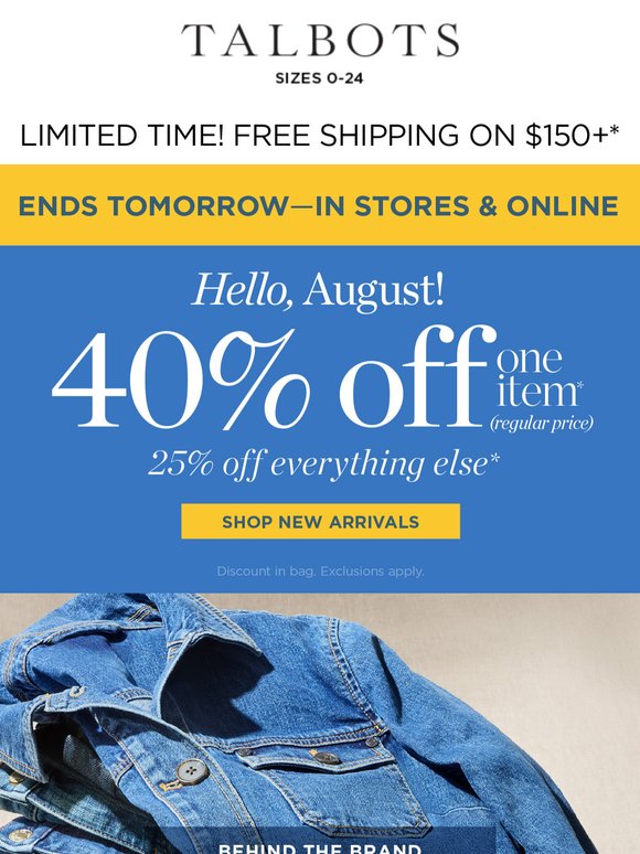 40% off a favorite ENDS TOMORROW!