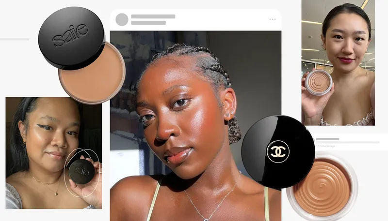 best bronzers lede with three women and two bronzers on gray background