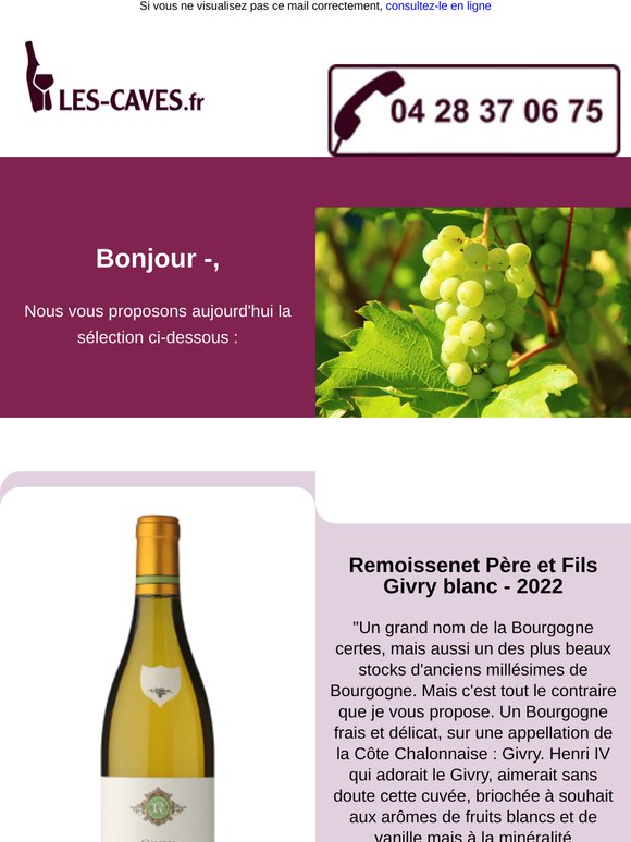 Aujourd'hui Remoissenet Père et Fils - Givry blanc et Chermette - Brouilly Pierreux