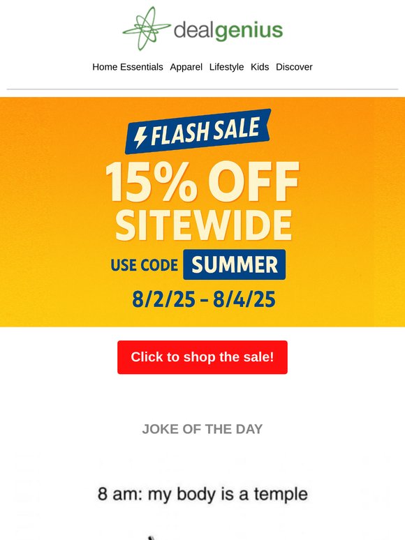 🚨 Last Chance! Take 15% Off Sitewide For The Next 24hr 🚨