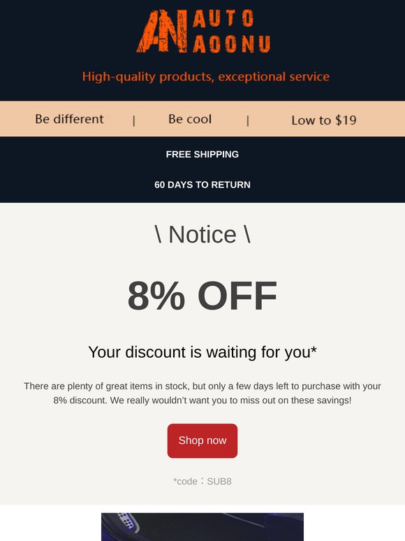 Don’t miss out on your 8% off!