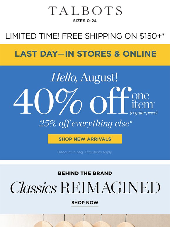 LAST DAY FOR 40% off 1 + Classics Reimagined