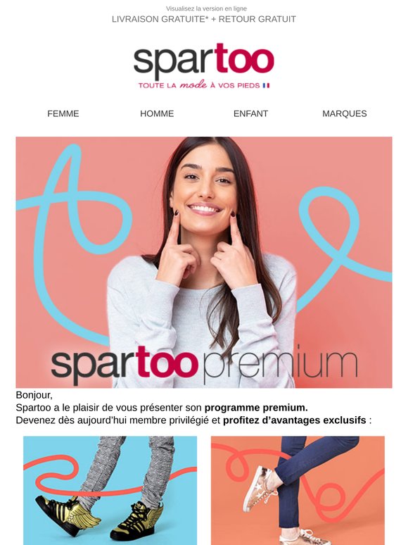 ⏰ Avant la rentrée, nouveaux looks et cartable. Grâce à Spartoo premium, profitez de nombreux avantages !