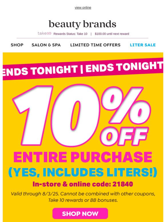 Hurryyy, 10% off your ENTIRE order ends tonight!