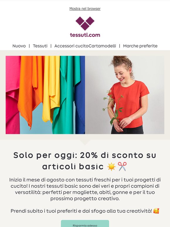 Solo per oggi: 20% di sconto su articoli basic
