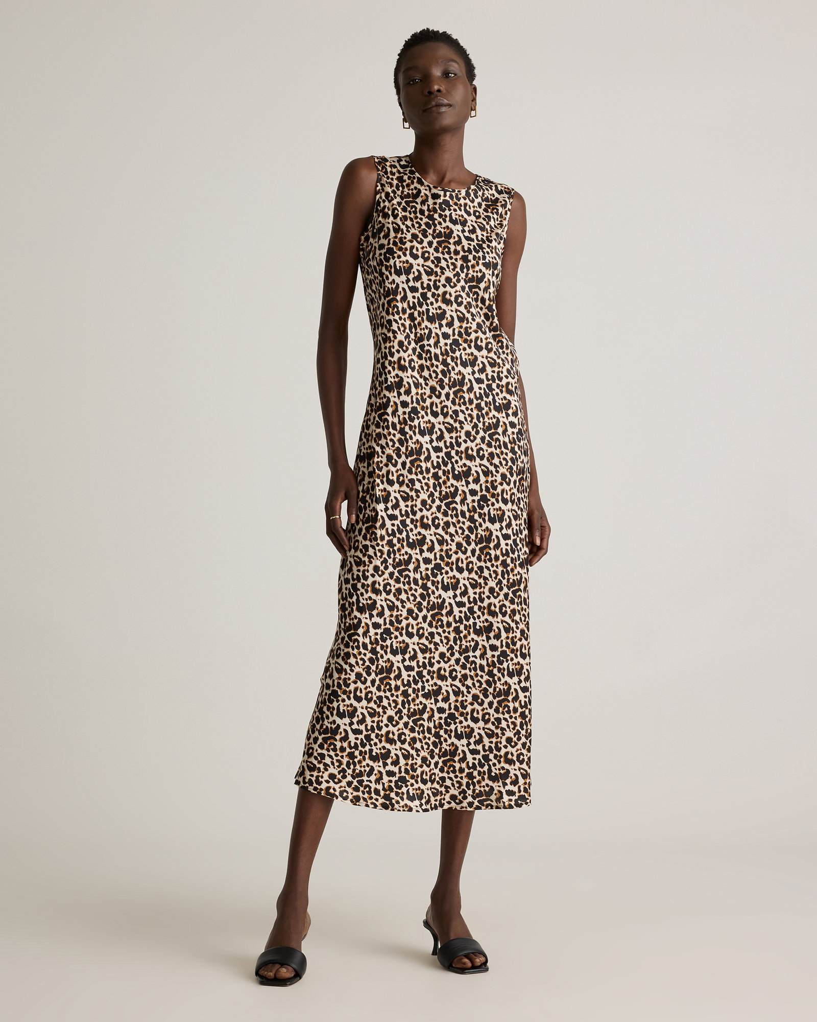 Washable Stretch Silk Tank Midi Dress