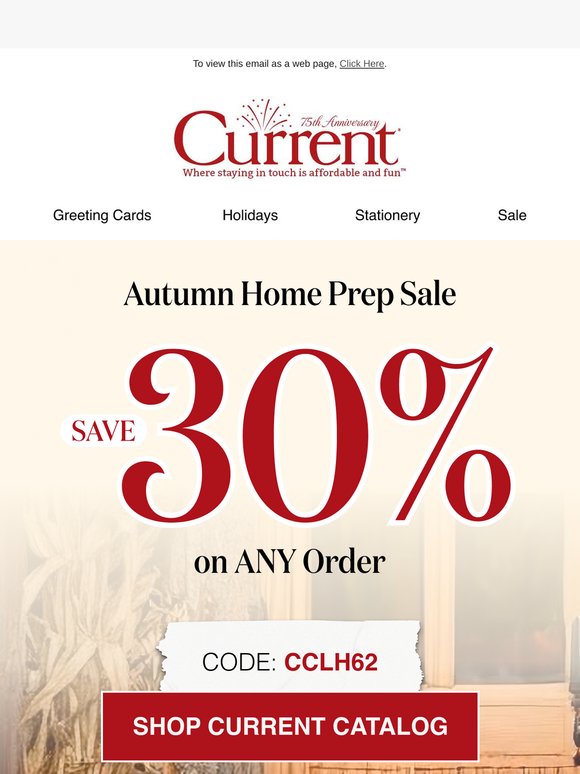 Autumn home prep: 30% off any order! 🍂