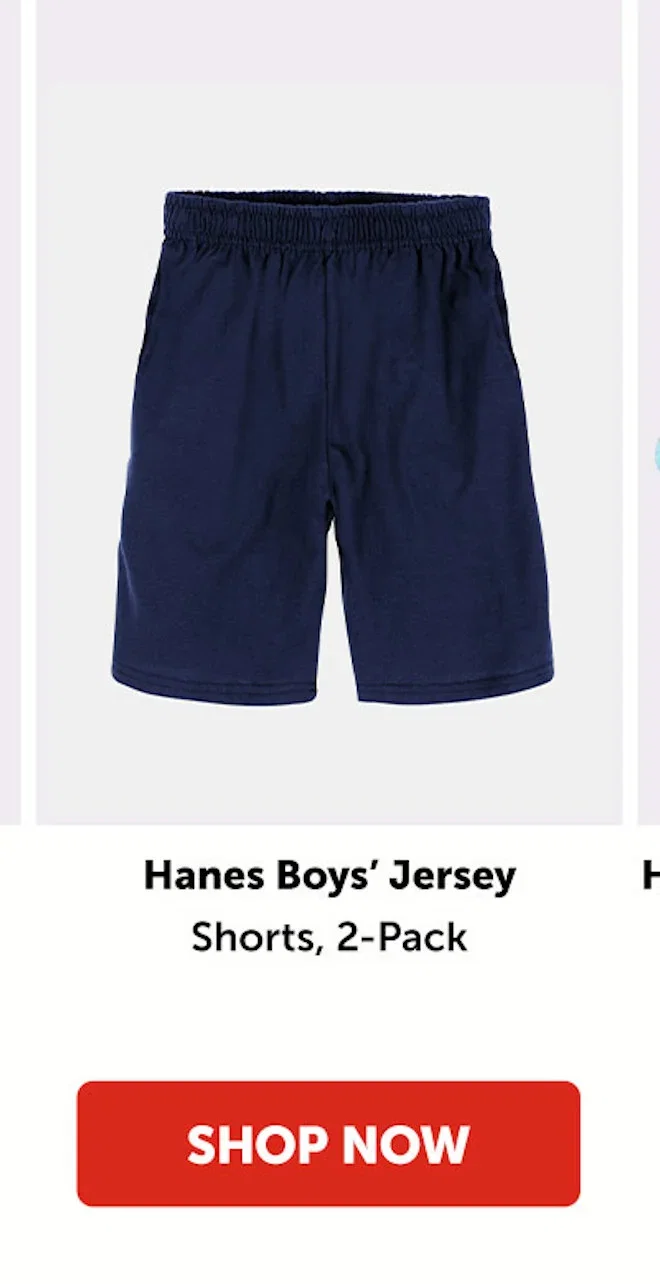 Hanes Boys’ Jersey Shorts, 2-Pack