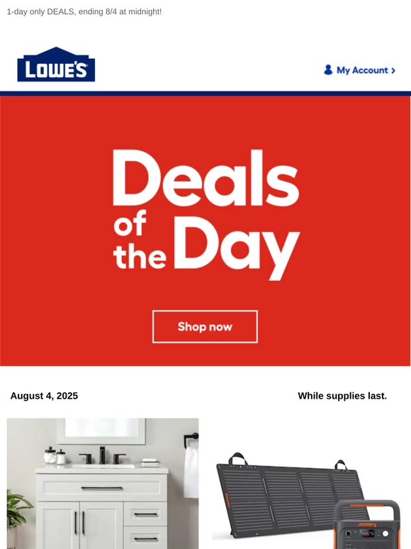 Shop 1 day online-only deals before they disappear.