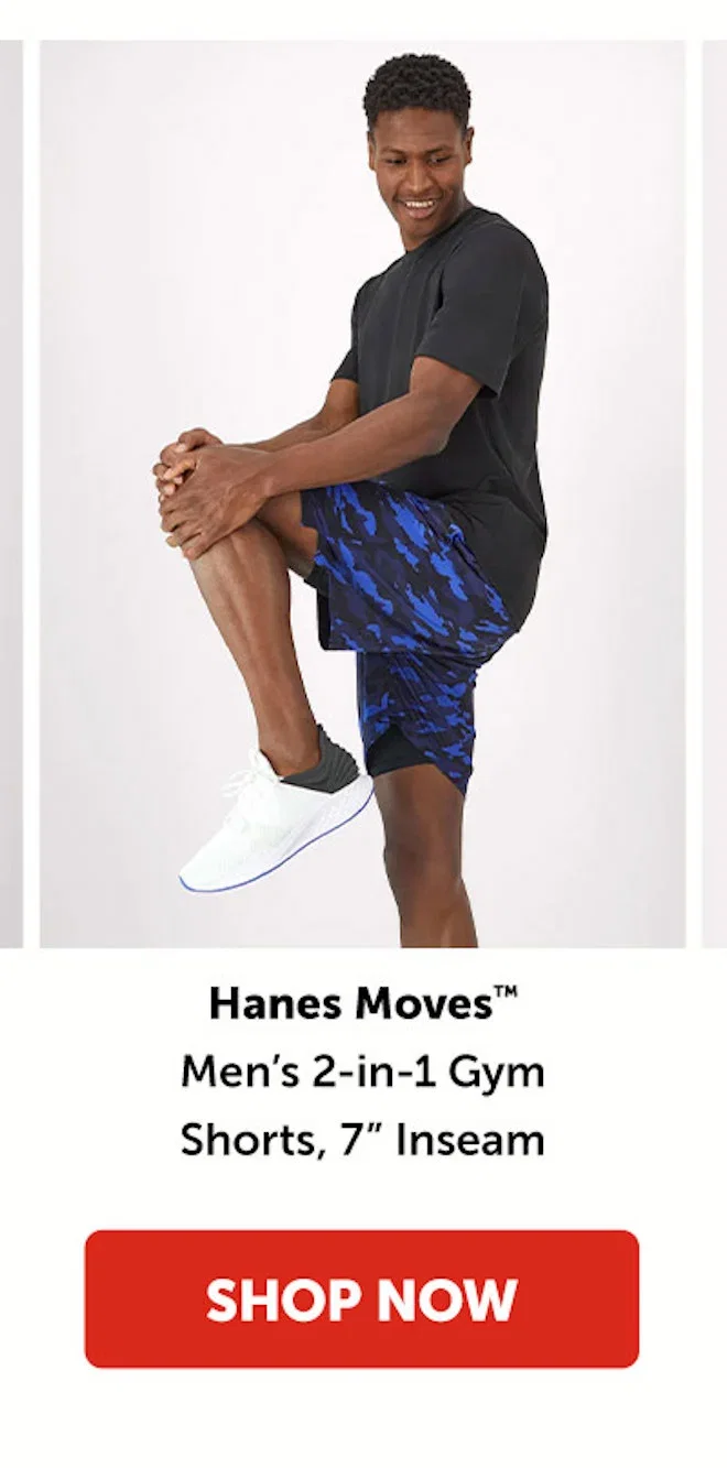Hanes Moves Men’s 2-in-1 Gym Shorts, 7” Inseam